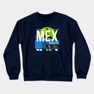 Mexico City (MEX) Airport // Retro Sunset Baggage Tag Crewneck Sweatshirt